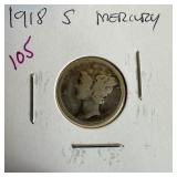 1918-S MERCURY SILVER DIME