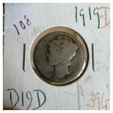 1919-D MERCURY SILVER DIME