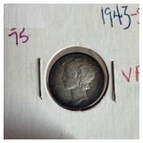 1943-S MERCURY SILVER DIME