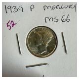 1939 MERCURY SILVER DIME HIGH GRADE