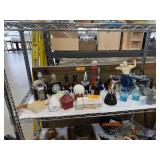 CONTENTS OF SHELF GLASSWARE / AVON COLOGNES ETC