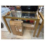 NICE GLASS TOP TABLE W GOLD FRAME
