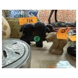 2PC CARVED STONE FIGURES BUFFALO & BEAR