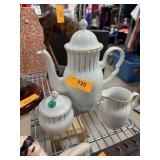 WAWEL PORCELAIN COFFEE POT W CREAMER & SUGAR