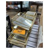 MIRRORED TRAYS W GOLD ACCENTS