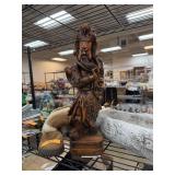 LARGE CARVED WOOD SCULPTURE GONG GUAN YU