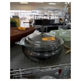 VINTAGE SILVER PLATE PYREX SERVER