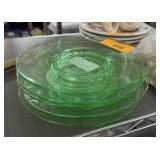 5PC VASELINE URANIUM GLASS PLATES