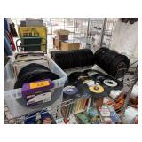 LARGE LOT OF VINTAGE RECORDS W MCM STANDS