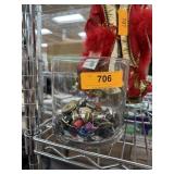 GLASS VASE W BUTTONS