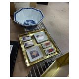 LOT OF FITZ & FLOYD PORCELAIN BOWL & SAUCE DIPS