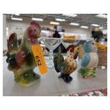 MAJOLICA CHICKEN FIGURE & PIE WHISTLES