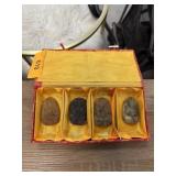 4PC CHINESE STONE BUDDHA PENDANTS W BOX