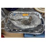 HANDLES METAL TRAY W MIXED SILVERPLATE ETC HANDLES METAL TRAY W MIXED SILVERPLATE ETC