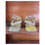 PAIR OF VTG CAST BRONZE SWAN BOOKENDS PAIR OF VTG CAST BRONZE SWAN BOOKENDS