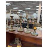 2 PAIRS OF BRASS CANDLESTICKS 2 PAIRS OF BRASS CANDLESTICKS