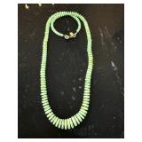 STERLING SILVER GREEN OPAL? BEADED NECKLACE STERLING SILVER GREEN OPAL? BEADED NECKLACE