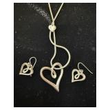 BARSE STERLING SILVER HEART NECKLACE & EARRINGS BARSE STERLING SILVER HEART NECKLACE & EARRINGS