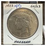 1922 PEACE SILVER DOLLAR HIGH GRADE 1922 PEACE SILVER DOLLAR HIGH GRADE