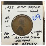 1925-D WHEAT PENNY CENT MULT ERRORS 1925-D WHEAT PENNY CENT MULT ERRORS