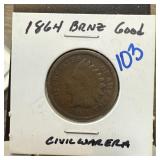 1864 INDIAN HEAD PENNY CENT CIVIL WAR ERA 1864 INDIAN HEAD PENNY CENT CIVIL WAR ERA