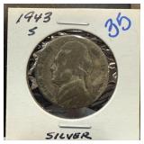 1943-S JEFFERSON SILVER WAR NICKEL 1943-S JEFFERSON SILVER WAR NICKEL