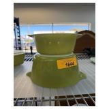2PC PYREX GREEN GLASS BOWLS 2PC PYREX GREEN GLASS BOWLS