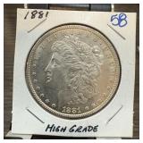 1881 MORGAN SILVER DOLLAR HIGH GRADE 1881 MORGAN SILVER DOLLAR HIGH GRADE