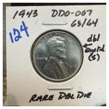 1943 WHEAT PENNY CENT DDO-007 DOUBLE DIE 1943 WHEAT PENNY CENT DDO-007 DOUBLE DIE