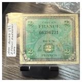 WWII EMERGENCY 2 FRANC CURRENCY NOTE WWII EMERGENCY 2 FRANC CURRENCY NOTE