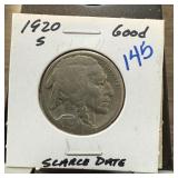 1920-S BUFFALO NICKEL SCARCE DATE 1920-S BUFFALO NICKEL SCARCE DATE