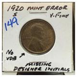 1920-S WHEAT PENNY CENT NO VDB 1920-S WHEAT PENNY CENT NO VDB