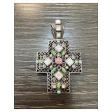 STERLING SILVER JEWELED CROSS PENDANT STERLING SILVER JEWELED CROSS PENDANT