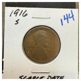 1916-S WHEAT PENNY CENT SCARCE DATE 1916-S WHEAT PENNY CENT SCARCE DATE