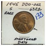 1945-S WHEAT PENNY CENT DDO-002 RARE DATE 1945-S WHEAT PENNY CENT DDO-002 RARE DATE