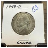 1943-D JEFFERSON SILVER WAR NICKEL 1943-D JEFFERSON SILVER WAR NICKEL
