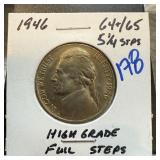 1946 JEFFERSON NICKEL HIGH GRADE FULL STEPS 1946 JEFFERSON NICKEL HIGH GRADE FULL STEPS