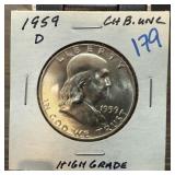 1959-D FRANKLIN SILVER HALF DOLLAR HIGH GRADE 1959-D FRANKLIN SILVER HALF DOLLAR HIGH GRADE