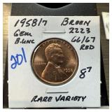 1958/7 UNC WHEAT PENNY CENT BREEN 2223 1958/7 UNC WHEAT PENNY CENT BREEN 2223
