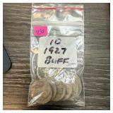 QTY 10 1927 BUFFALO NICKELS QTY 10 1927 BUFFALO NICKELS