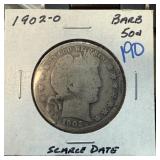 1902-O BARBER SILVER HALF DOLLAR SCARCE DATE 1902-O BARBER SILVER HALF DOLLAR SCARCE DATE