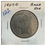 1907-D BARBER SILVER HALF DOLLAR 1907-D BARBER SILVER HALF DOLLAR