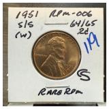 1951-S/S WHEAT PENNY CENT RPM-006 UNC 1951-S/S WHEAT PENNY CENT RPM-006 UNC