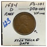 1934-D WHEAT PENNY CENT RARE DATE FS-101 DDO-001 1934-D WHEAT PENNY CENT RARE DATE FS-101 DDO-001