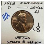 1958-D WHEAT PENNY CENT DIE CUD SPIKED 8 VARIETY 1958-D WHEAT PENNY CENT DIE CUD SPIKED 8 VARIETY