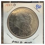 1921-D MORGAN SILVER DOLLAR BETTER GRADE 1921-D MORGAN SILVER DOLLAR BETTER GRADE