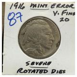 1916 BUFFALO NICKEL SEVERE ROTATED DIES 1916 BUFFALO NICKEL SEVERE ROTATED DIES