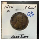 1924-D WHEAT PENNY CENT RARE DATE 1924-D WHEAT PENNY CENT RARE DATE