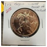 1 OZ COPPER BULLION COIN WHITE HORSE OF CONQUEST 1 OZ COPPER BULLION COIN WHITE HORSE OF CONQUEST