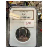 1967 SMS MS67 NGC GRADED SILVER HALF DOLLAR 1967 SMS MS67 NGC GRADED SILVER HALF DOLLAR